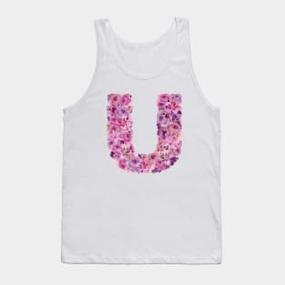 Pink Floral Letter U Tank Top